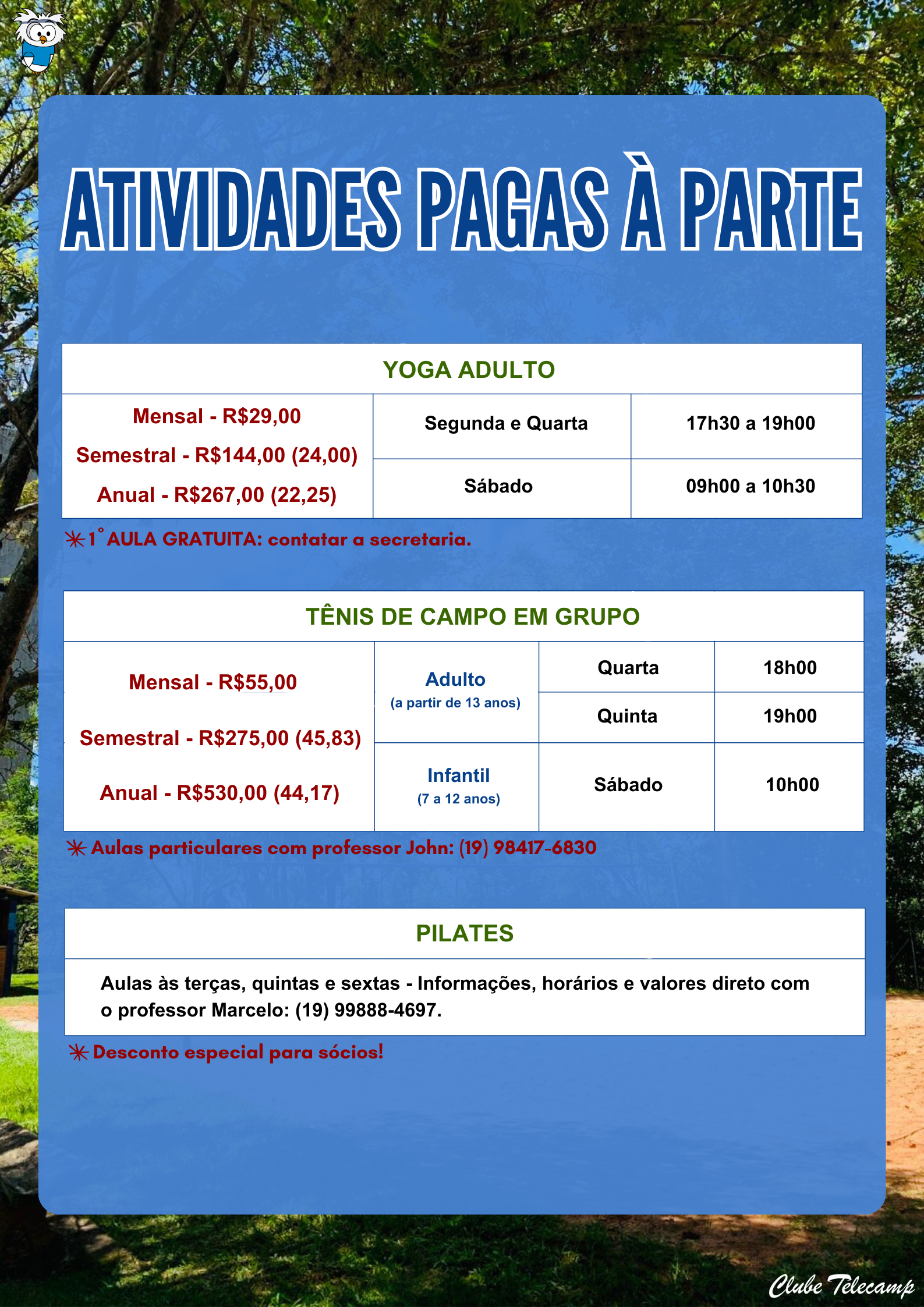 Atividades pagas 2 academia